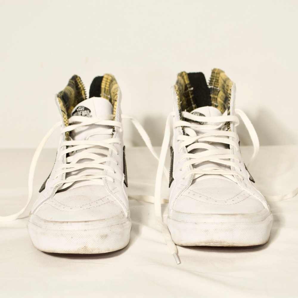 White Vans Hi-Tops with Black Accent